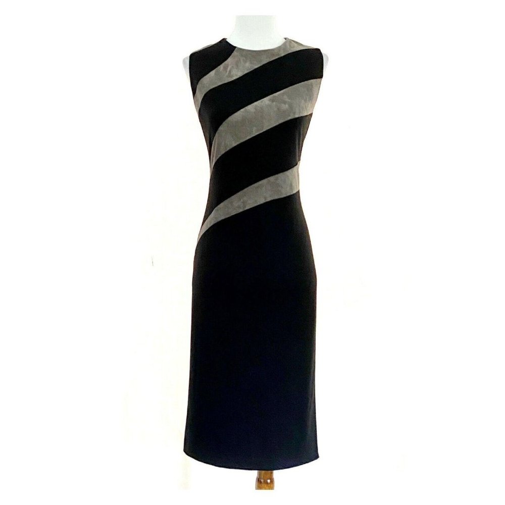 Ivanka Trump Microfiber Black & Grey Sleeveless Dress, size 12